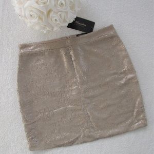 NWT Nordstrom Metallic Gold Sequin Mini Skirt